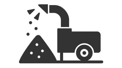 Holzhäckseln mit moderner Technik Icon für Holzhäckseln und Forstarbeiten